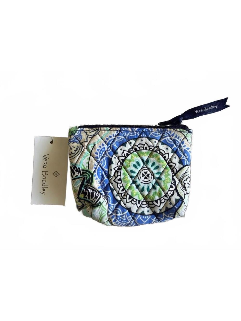 Vera Bradley Quilted Cotton Coin Purse in Sketched Medallion Blue Green NWT